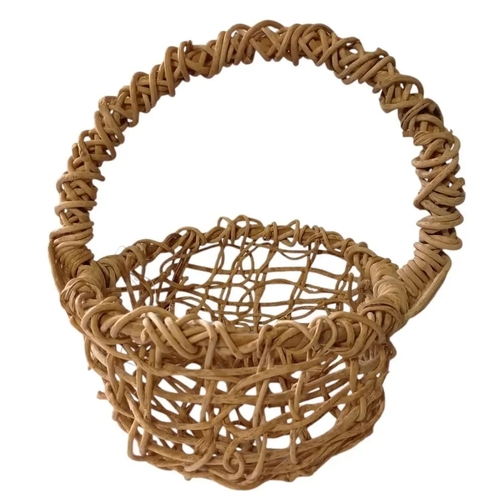 Primitive Buttock Basket Grapevine Egg Fruit Gathering Eye of God Hand Woven Vtg
